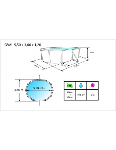 Piscinas Desmontables Fuertes - Antracita Prestigio Ovalada 120